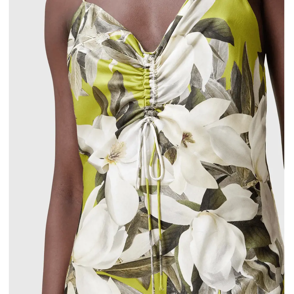 AllSaints Alexia V-Neck Drawstring Midi Slip Dress